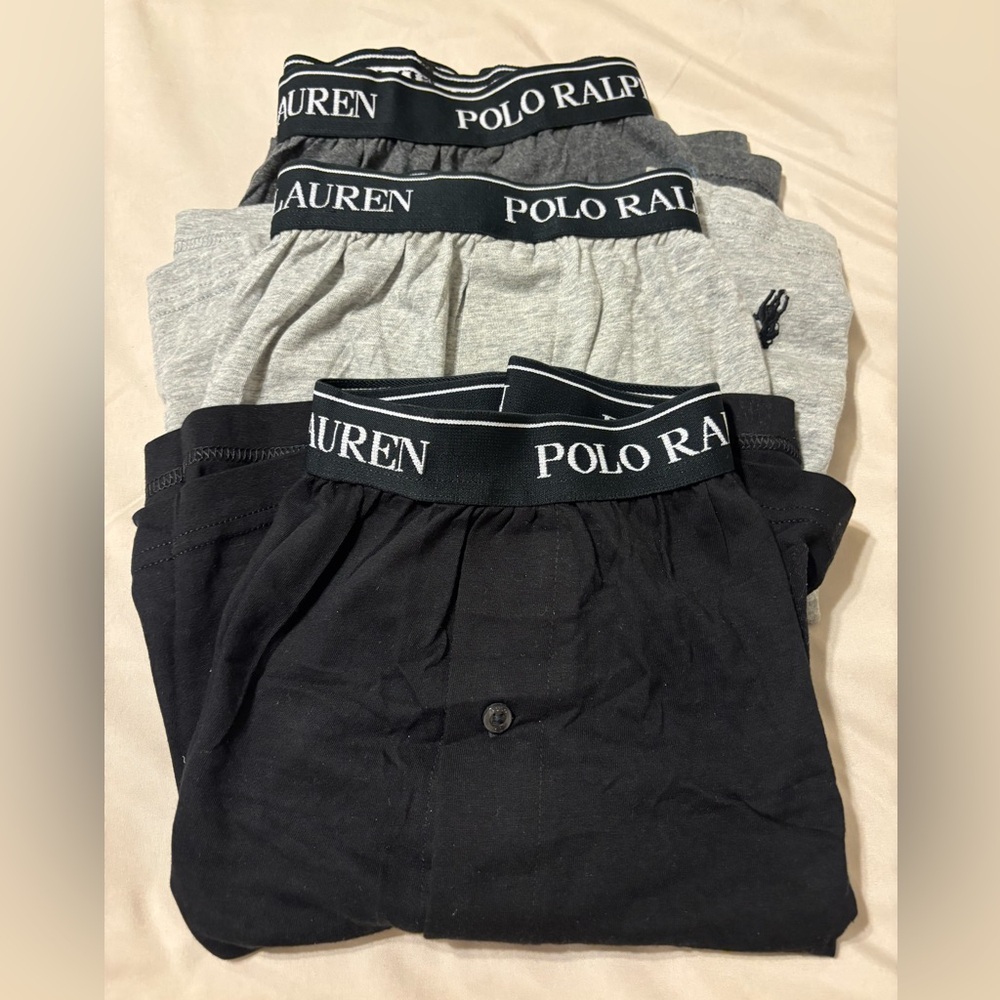 Polo Ralph Lauren 3Pk Men's Boxer Shorts in Black, Charcoal and Gray 100% Cotton